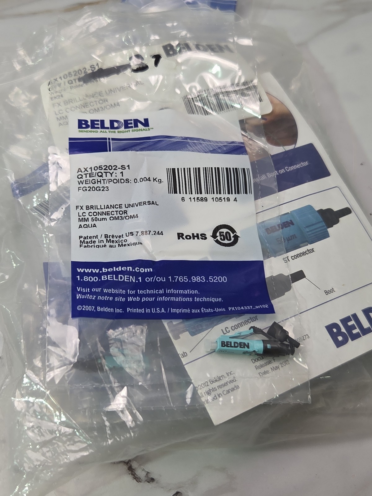 LOT OF 37 Belden AX105202-S1 FX Brilliance OM3/OM4 Multimode LC Connector Aqua –