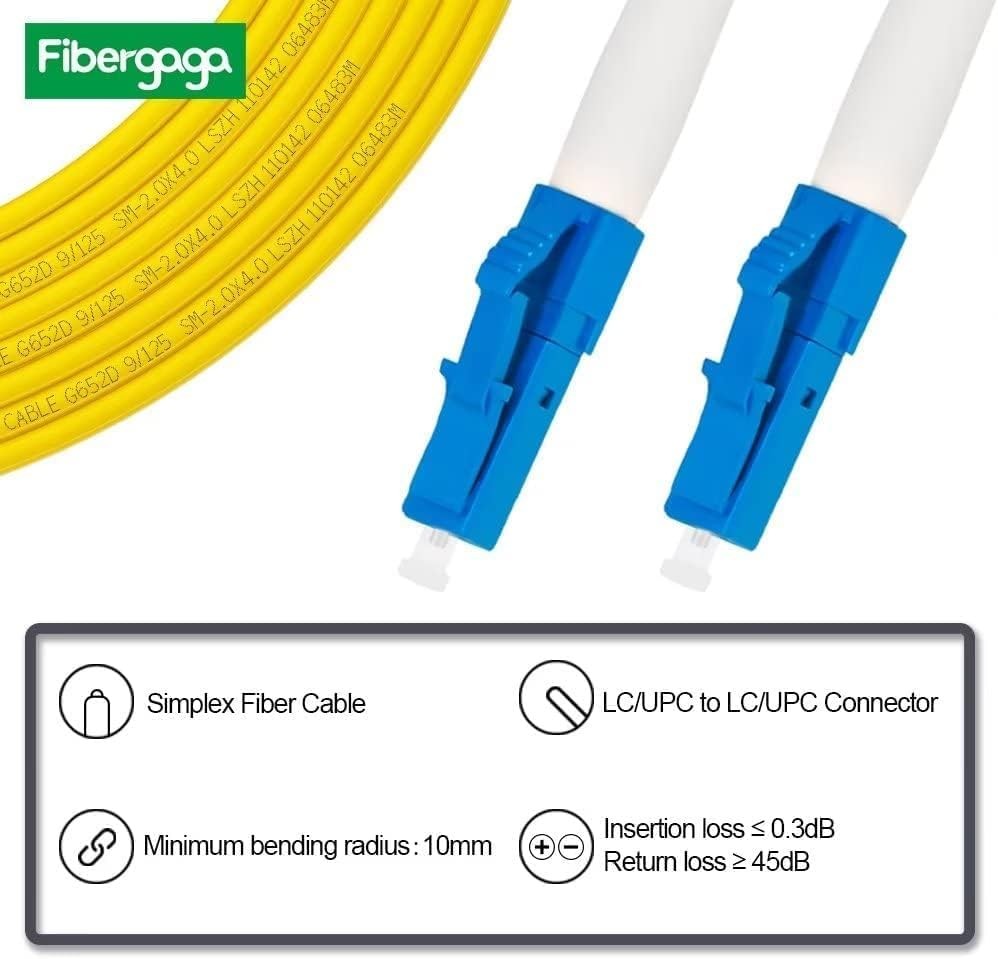 3m 10FT OS2 LC To LC Fiber Patch Cable Single Mode Simplex LSZH 5 Pack