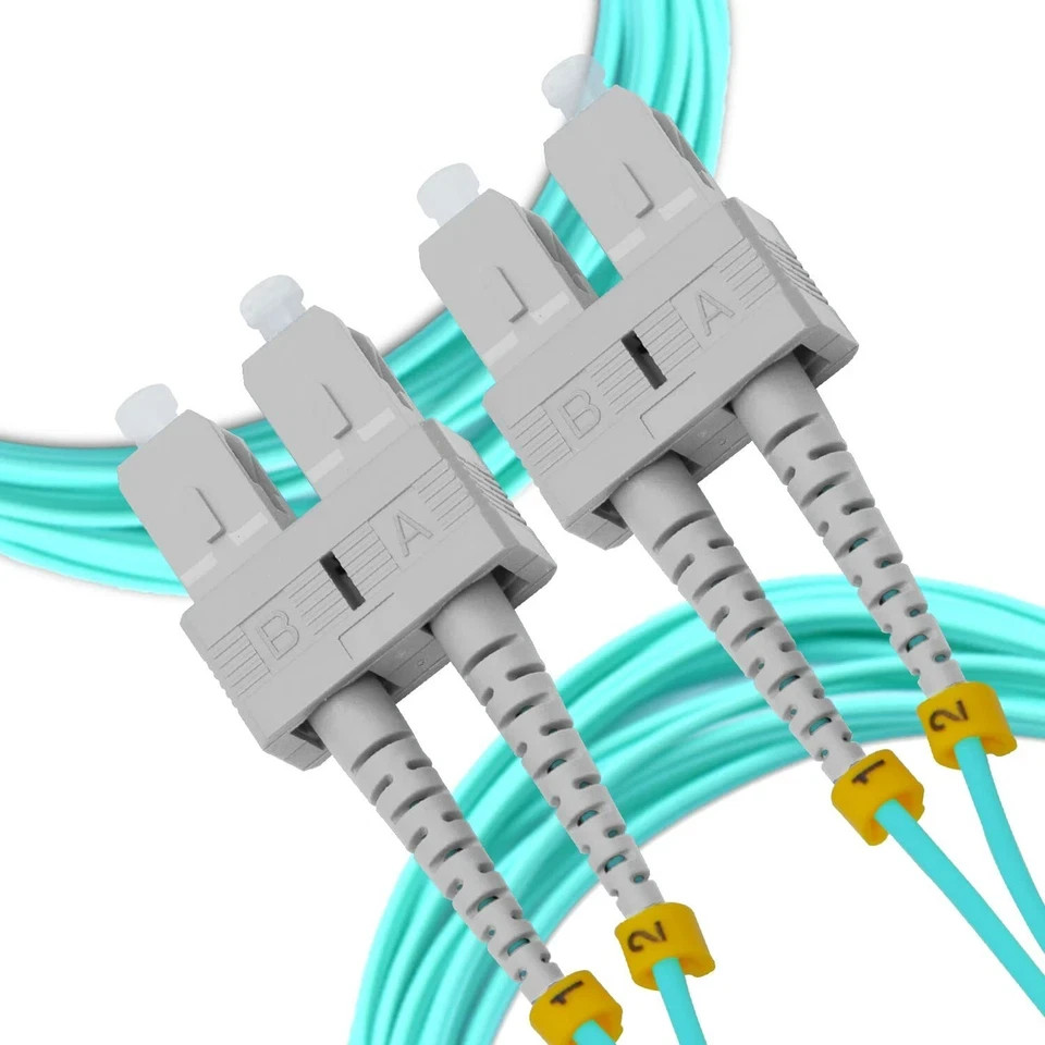 Optical Patch Cord Fiber Cable 15M OM4 SC to SC Duplex Fiber Patch Cable (Aqua)