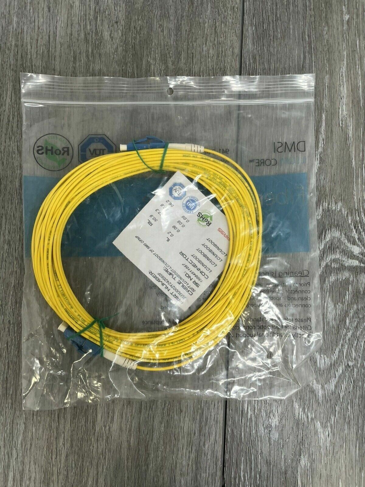DMSI LC/UNIBOOT-LC/UNIBOOT Singlemode Indoor 3mm Fiber Optic Cable, Yellow 50 FT