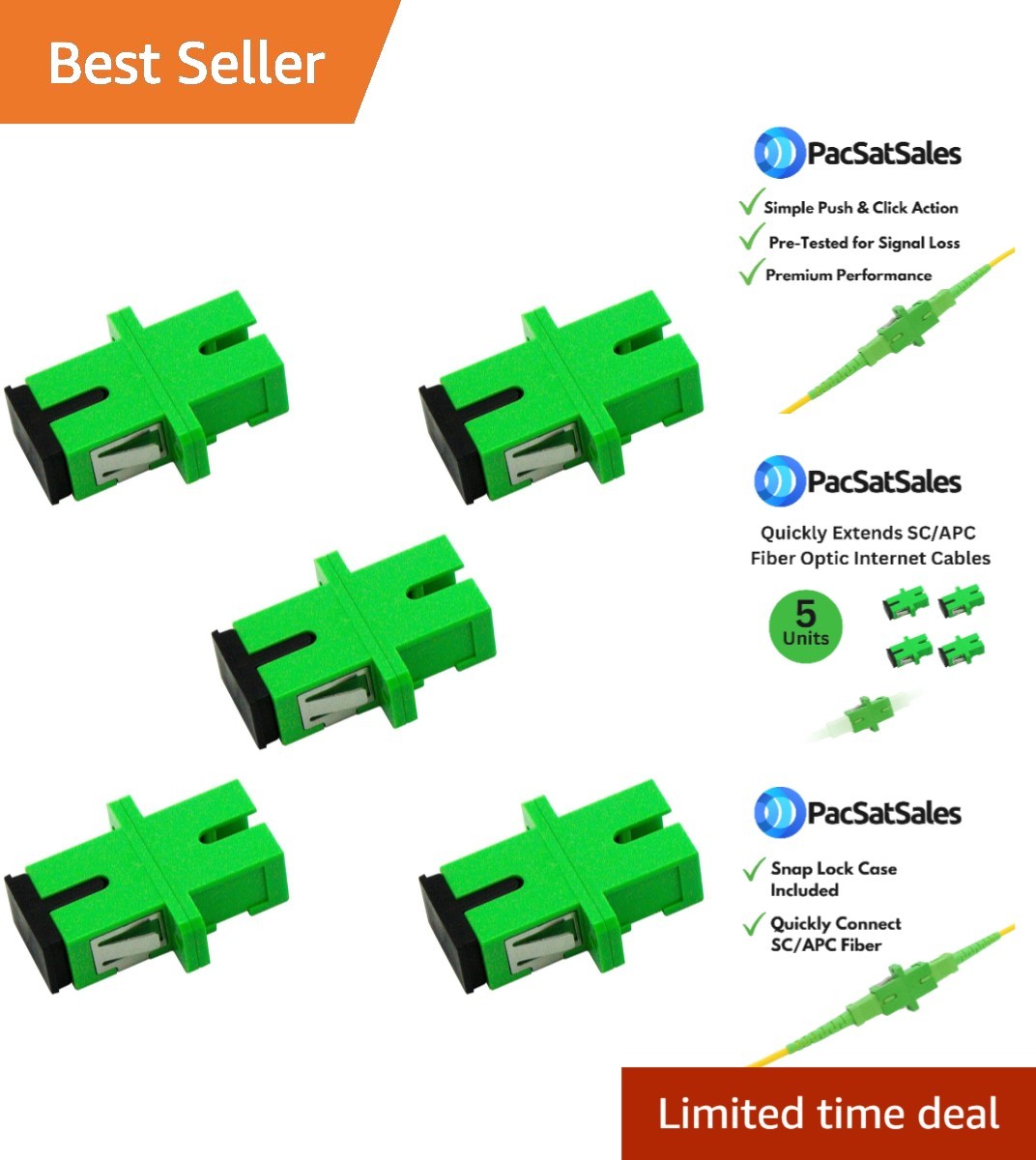 SCAPC Fiber Optic Coupler 5-Pack – Essential FTTH Internet Cable Extension Kit