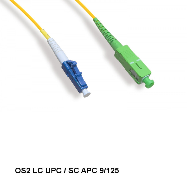 Kentek 2 Meter LC UPC/ SC APC OS2 9 /125 Simplex Single-Mode Fiber Optic Cable