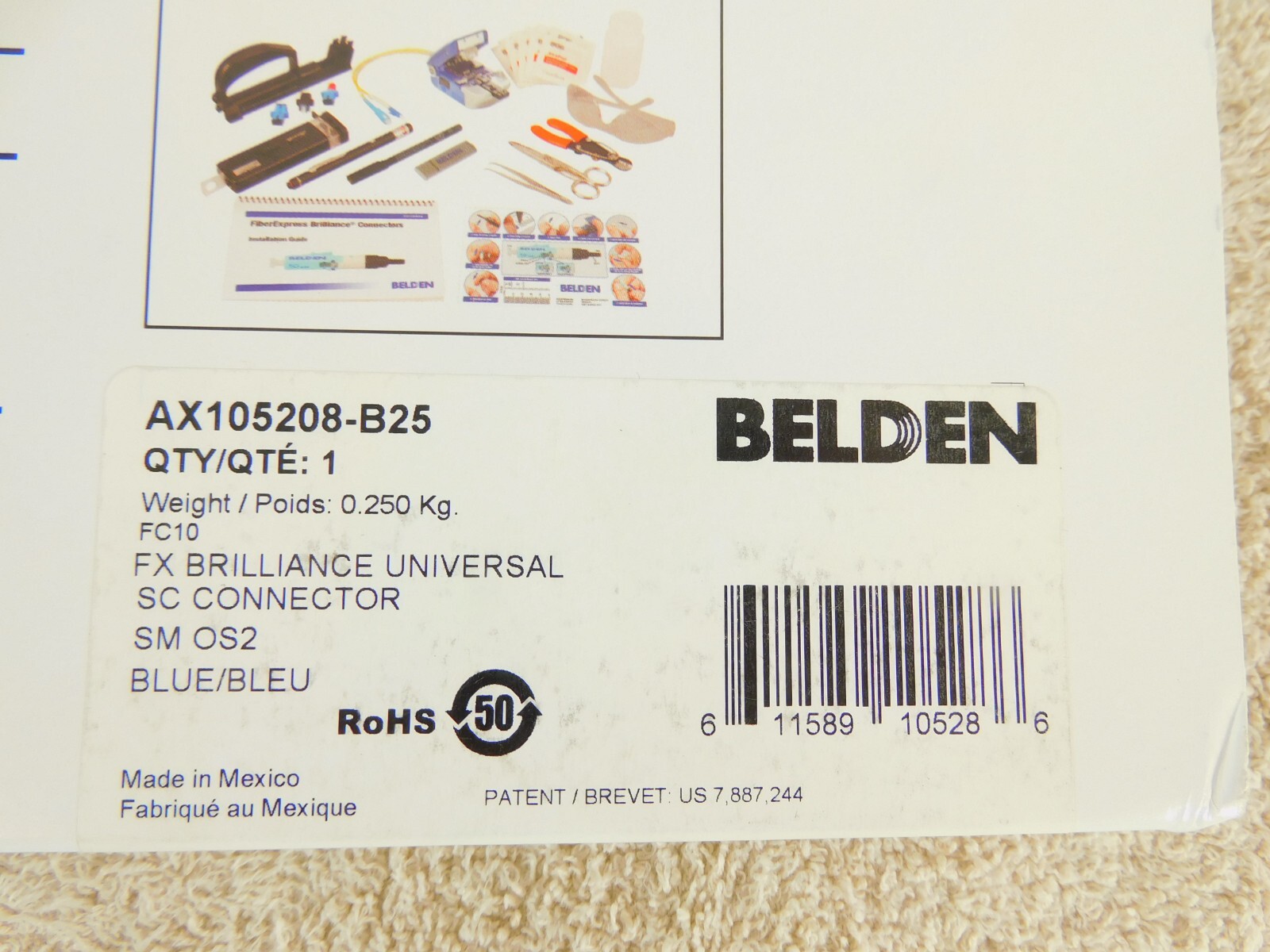 Beldon AX105208 SC Connector FX Brilliance Single-Mode OS2 — SELECT QUANTITY