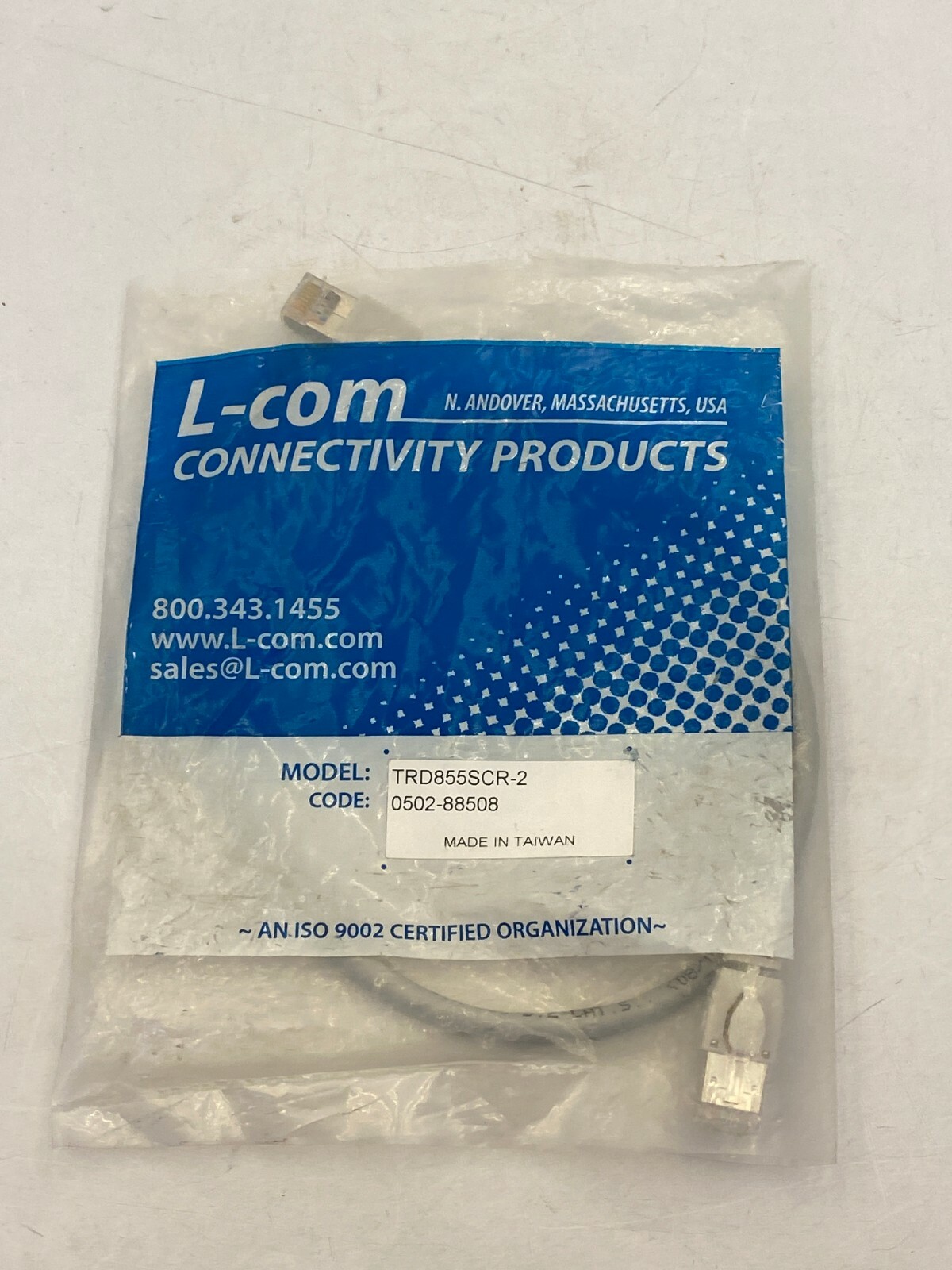 L-COM CONNECTIVITY PRODUCTS TRD855SCR-2 GREY ETHERNET CABLE NIB
