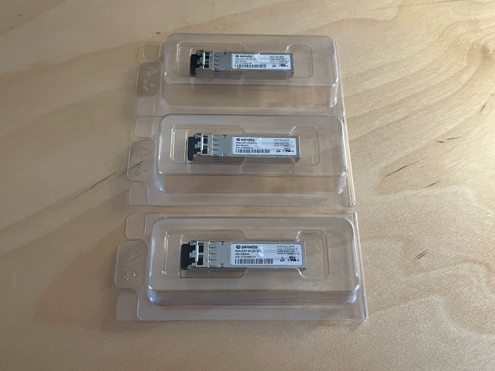 3x New Sealed Genuine Original Palo Alto Networks PAN-SFP-PLUS-SR Transceiver