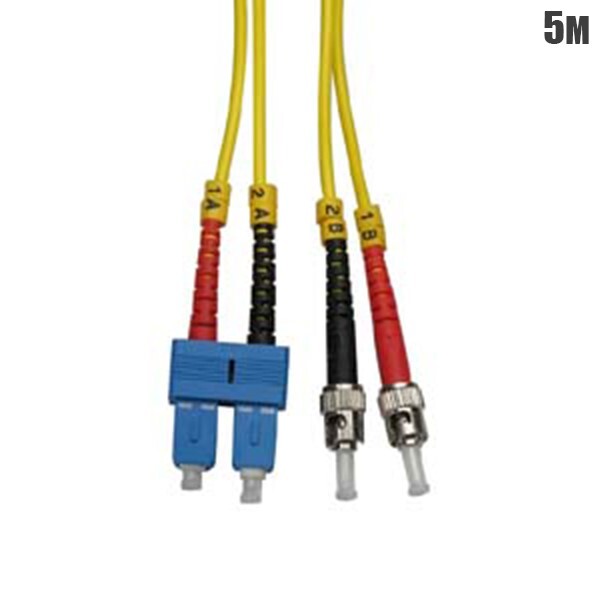 5M 16FT ST to SC Duplex 9/125 Single Mode Fiber Optic Optical Patch Cable Cord