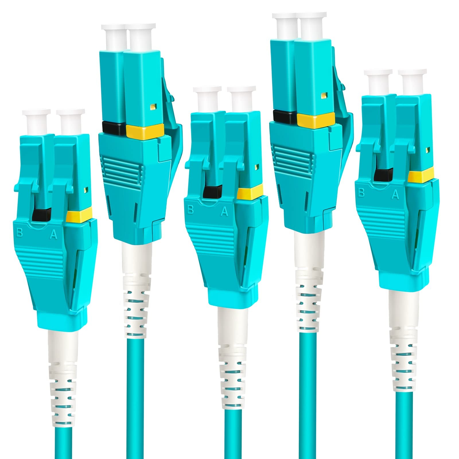 5 Pack 3ft Uniboot LC to LC 10G OM3 Multimode Duplex 50/125 Fiber Patch Cable