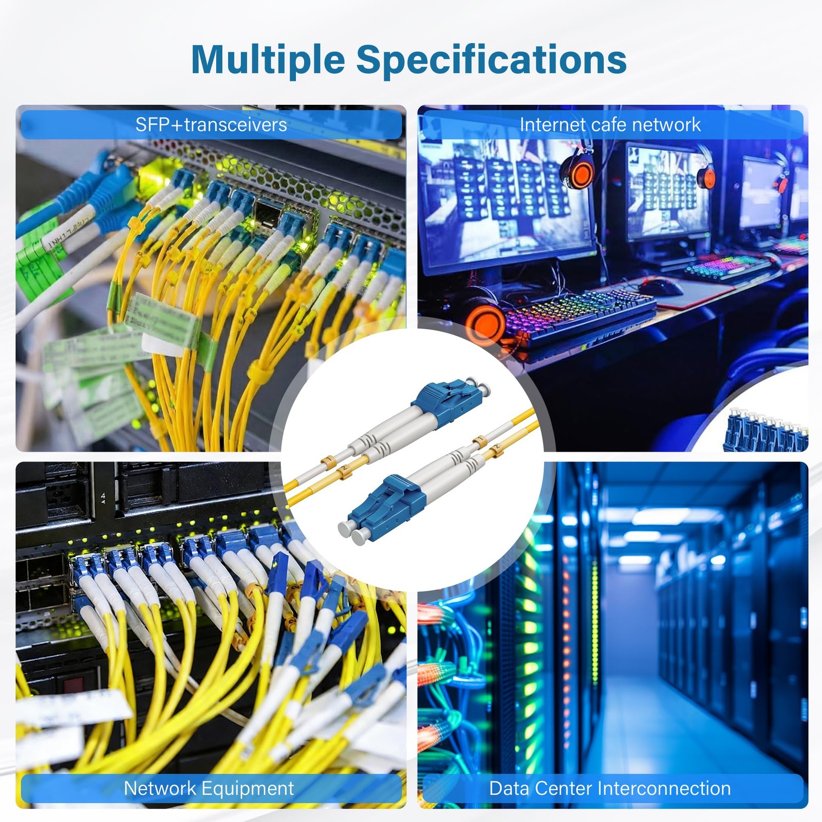 5 PCS 3Ft Yellow LC To LC OS2 Single Mode Fiber Patch Cable Duplex 9/125m SMF