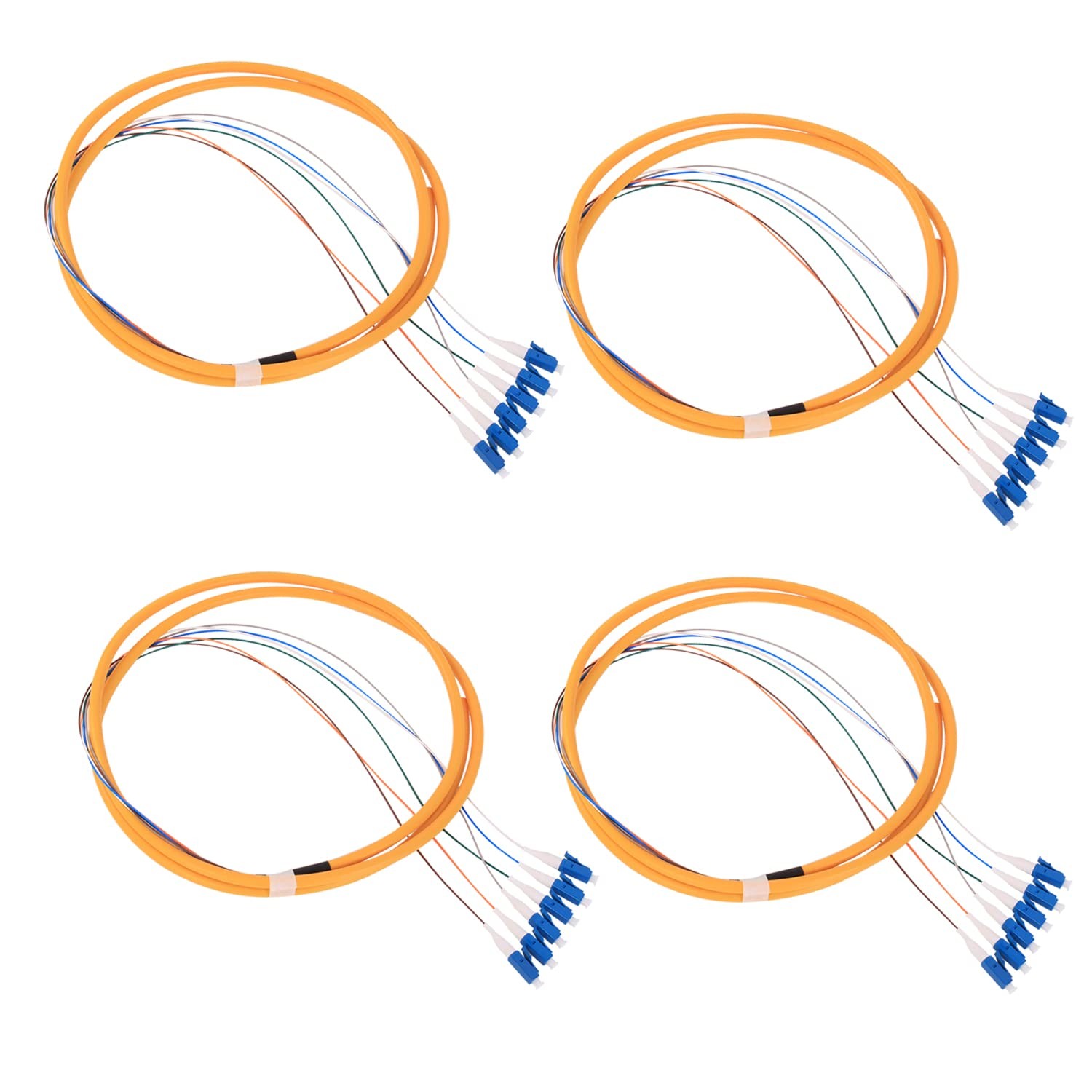4 PCS 1.5 Meter LC Cable SingleMode 9/125 Fiber Pigtail 6 Color-Coded Patch