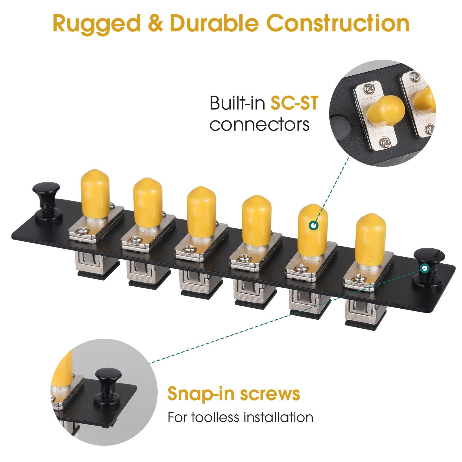 6 Simplex SC/UPC-ST/UPC Fiber Patch Panel with Simplex Singlemode Metal SC-ST…