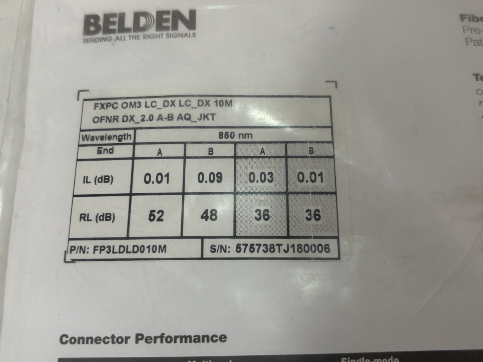 Lot of 2 Belden FP3LDLD010M 10 Meter LC Duplex Patch Cord Rated Multimode OM3