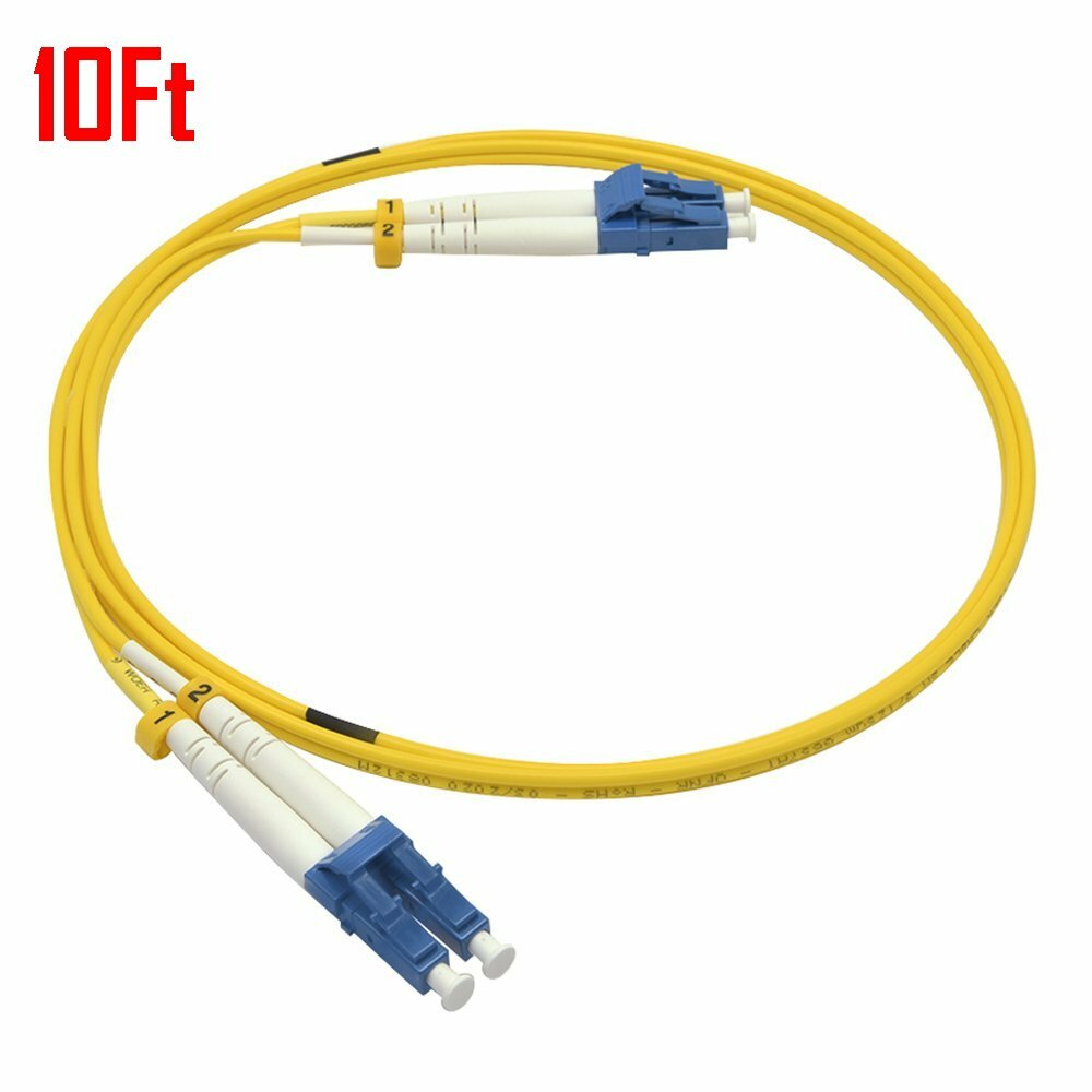 10FT 3M LC UPC to LC UPC Duplex 9/125 Single Mode Fiber Optic Patch Cable