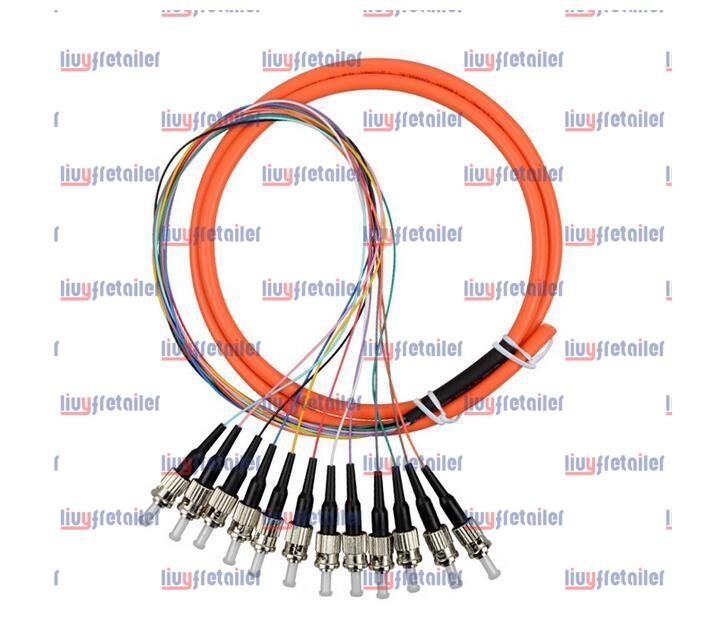 12 Fibers 1.5 Meter ST UPC OM1 62.5/125 Multi Mode Bundles Optical Fiber Pigtail