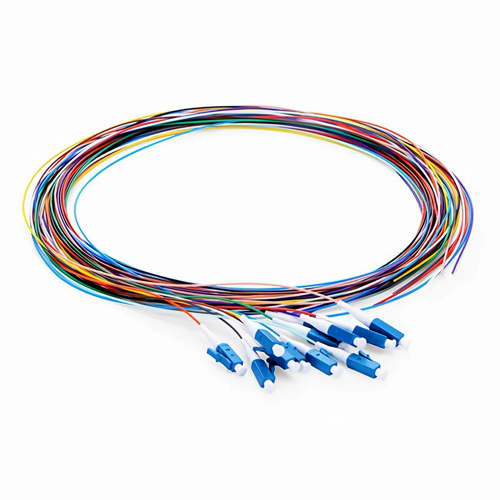 Fiber Optic Pigtail – 12 Strand, Singlemode LC/UPC, 3 Meter, MultiColored, 900µm