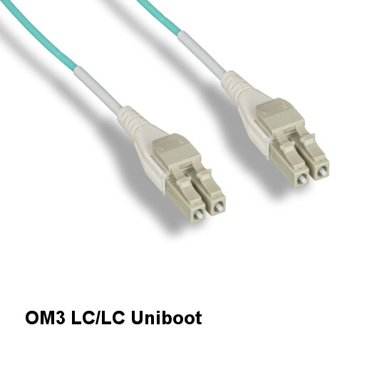 2M Uniboot OM3 50/125 Aqua Fiber Optic Cable Multi-Mode Duplex LC/LC 10G 2.0mm
