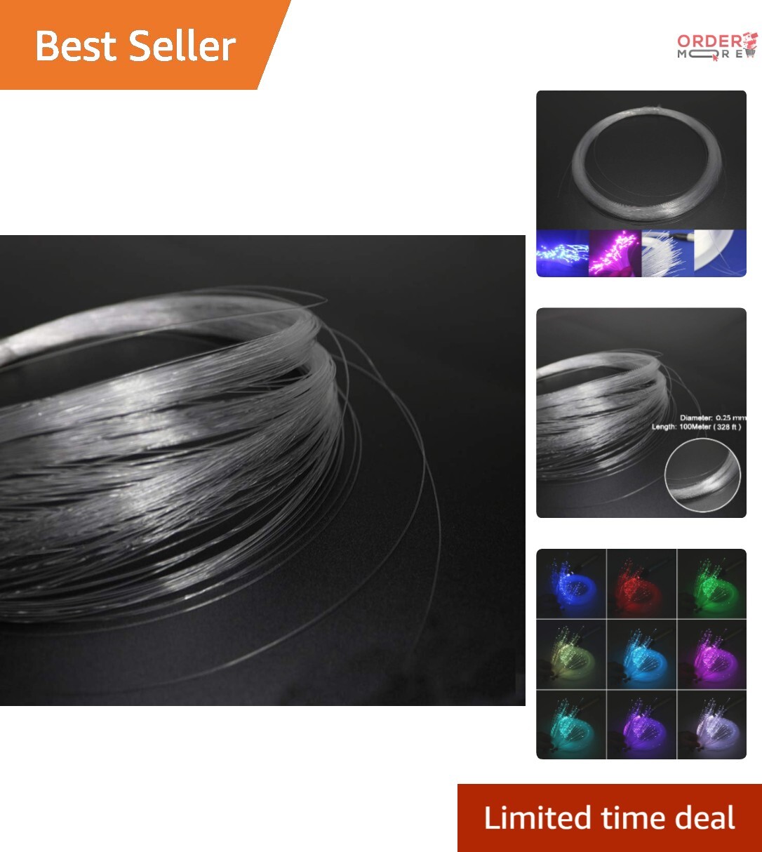 PMMA Fiber Optic Cable 100m 0.25mm Flexible Indoor Outdoor Lighting Decoration