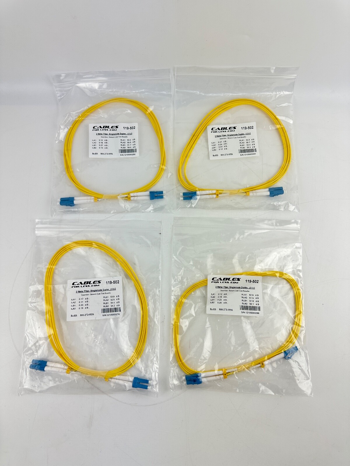 x(4) 2 Meter LC/LC Single-Mode Duplex 9/125 Fiber Optic Networking Cable