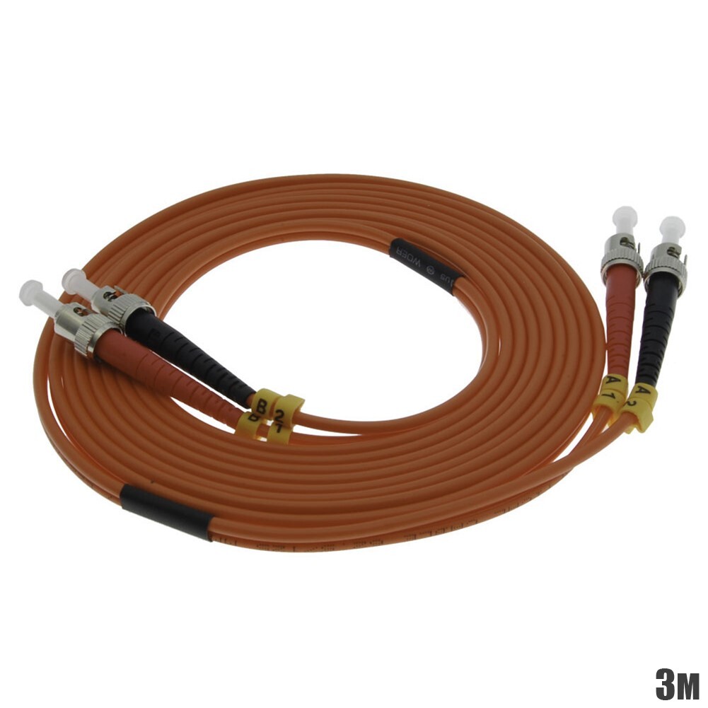 3M 10FT ST to ST Duplex Multi Mode 62.5/125 Fiber Optic Optical Patch Cable OM1