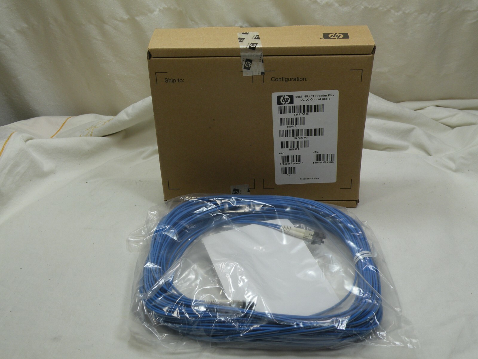 Genuine HP 628217-006, 98.4 ft, 30M Premier Flex LC/LC Optical Cable, 627723-001