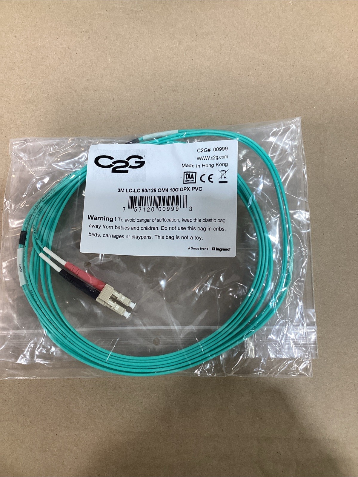 10 Pack – Legrand C2G Fiber Optic Cable 3M LC-LC 50/125 OM4 10G DPX PVC Duplex