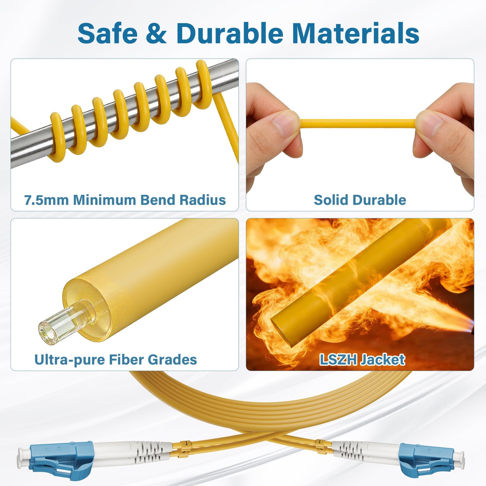 5 PCS 3Ft Yellow LC To LC OS2 Single Mode Fiber Patch Cable Duplex 9/125m SMF