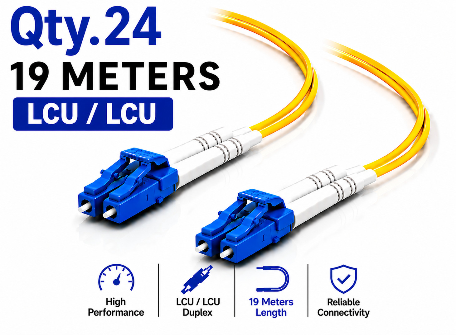 (24) 19 Meter LC/UPC – LC/UPC Duplex Fiber Patch Jumper OS2 SMF Singlemode Cable