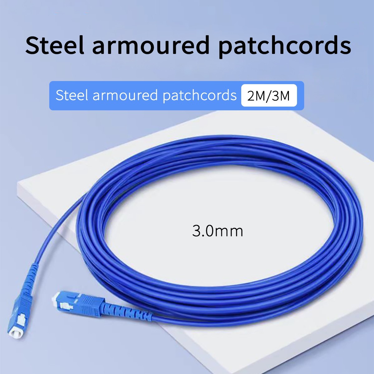 Steel Armored Fibre Opitca SC/UPC-SC/UPC 2M/3M FTTH Armoured Rat-Proof Cable