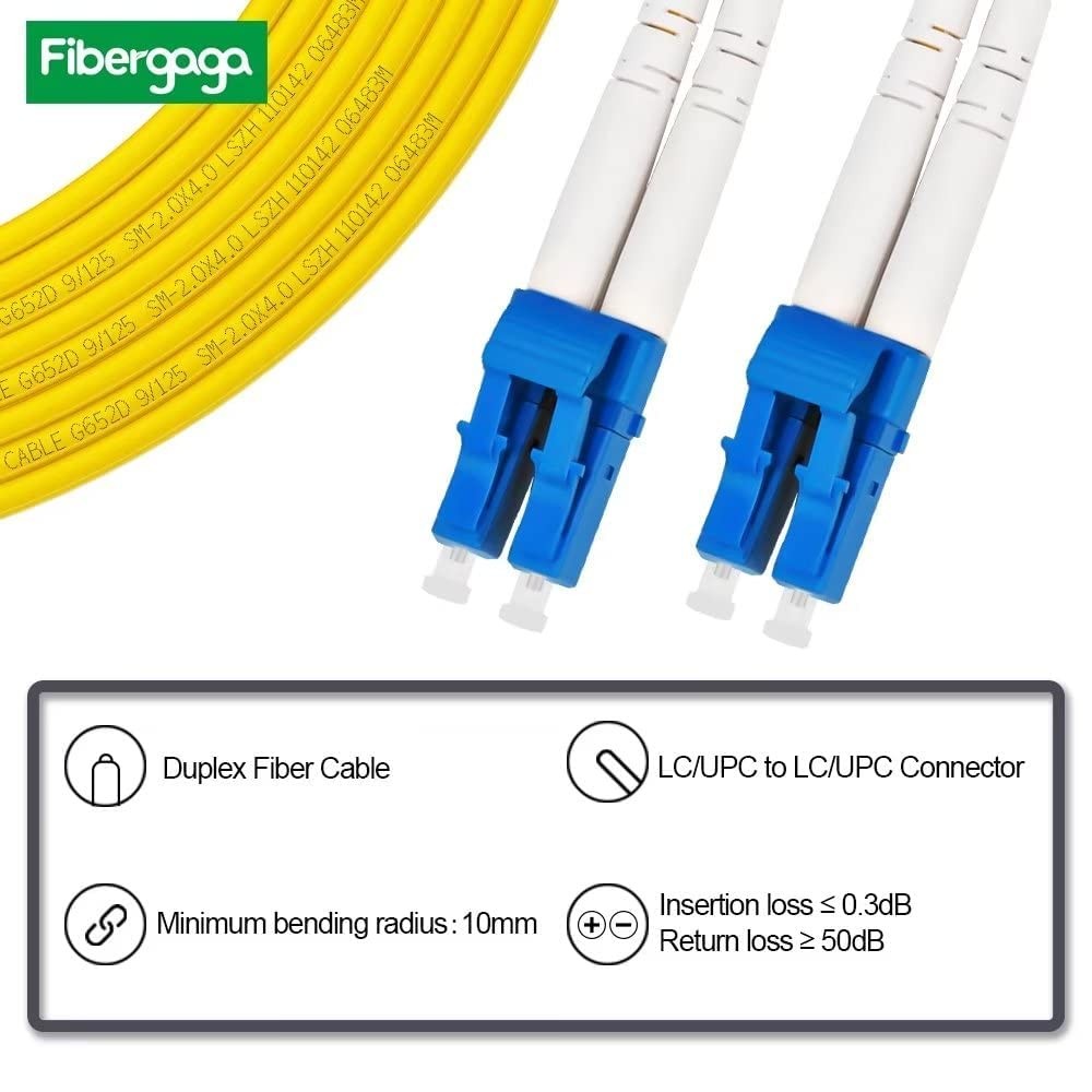 5 Pack 0.2M 7in OS2 LC to LC Fiber Patch Cable, Duplex, Singlemode, 9/125m