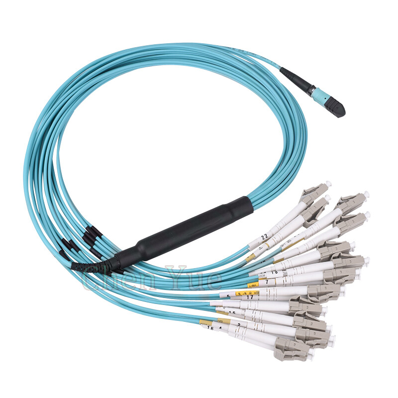 1M 24 Cores MPO Female to 24 LC Optical OM4 MPO Fan Out Fiber Optic Patch cord