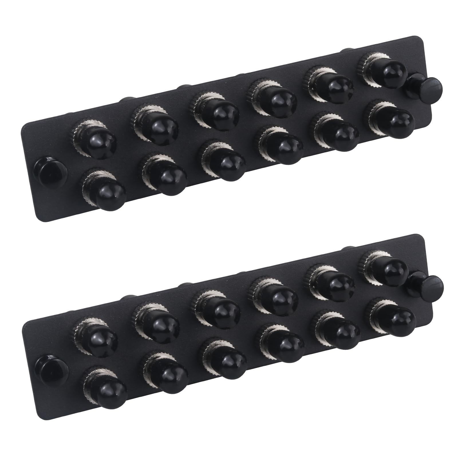2 PCS 12 Simplex ST Fiber Patch Panel Singlemode Black Adapters 12 Ports
