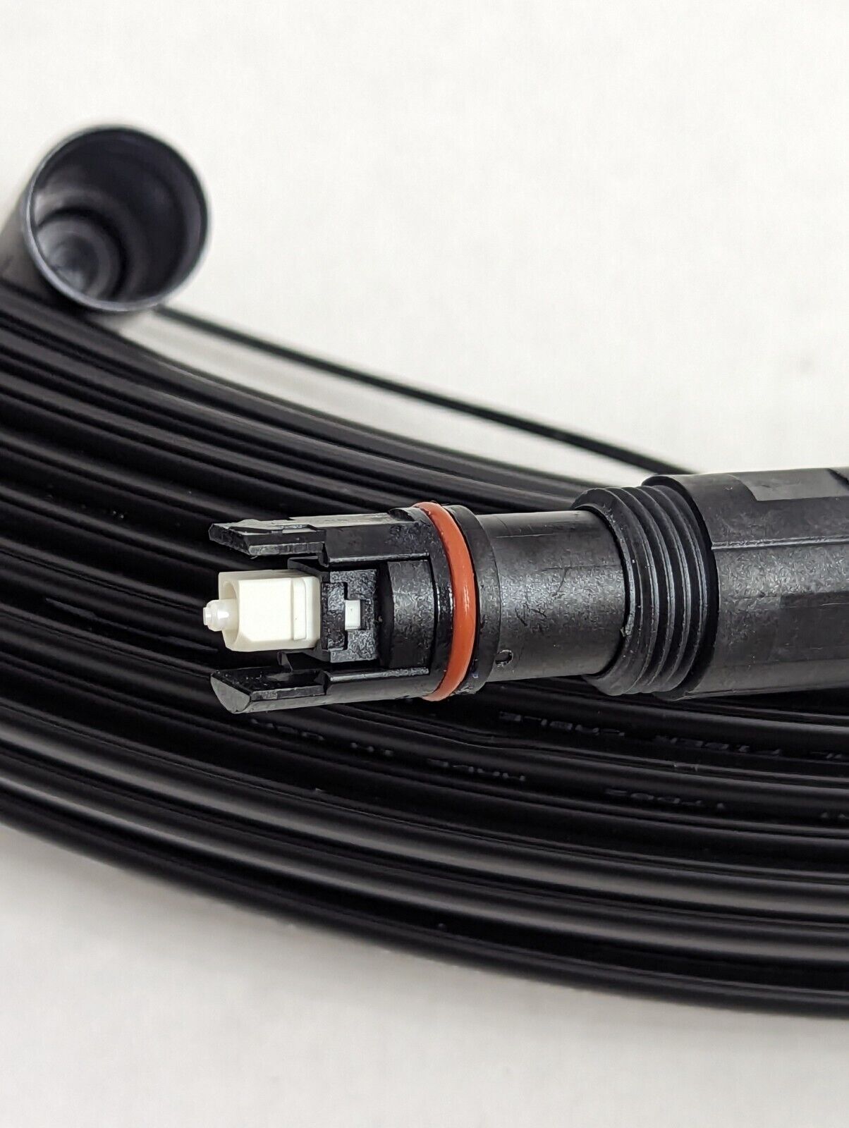 300FT Fiber Optic Flat Drop Cable Hardened SC/APC to Open End, H-Connector SMF 1