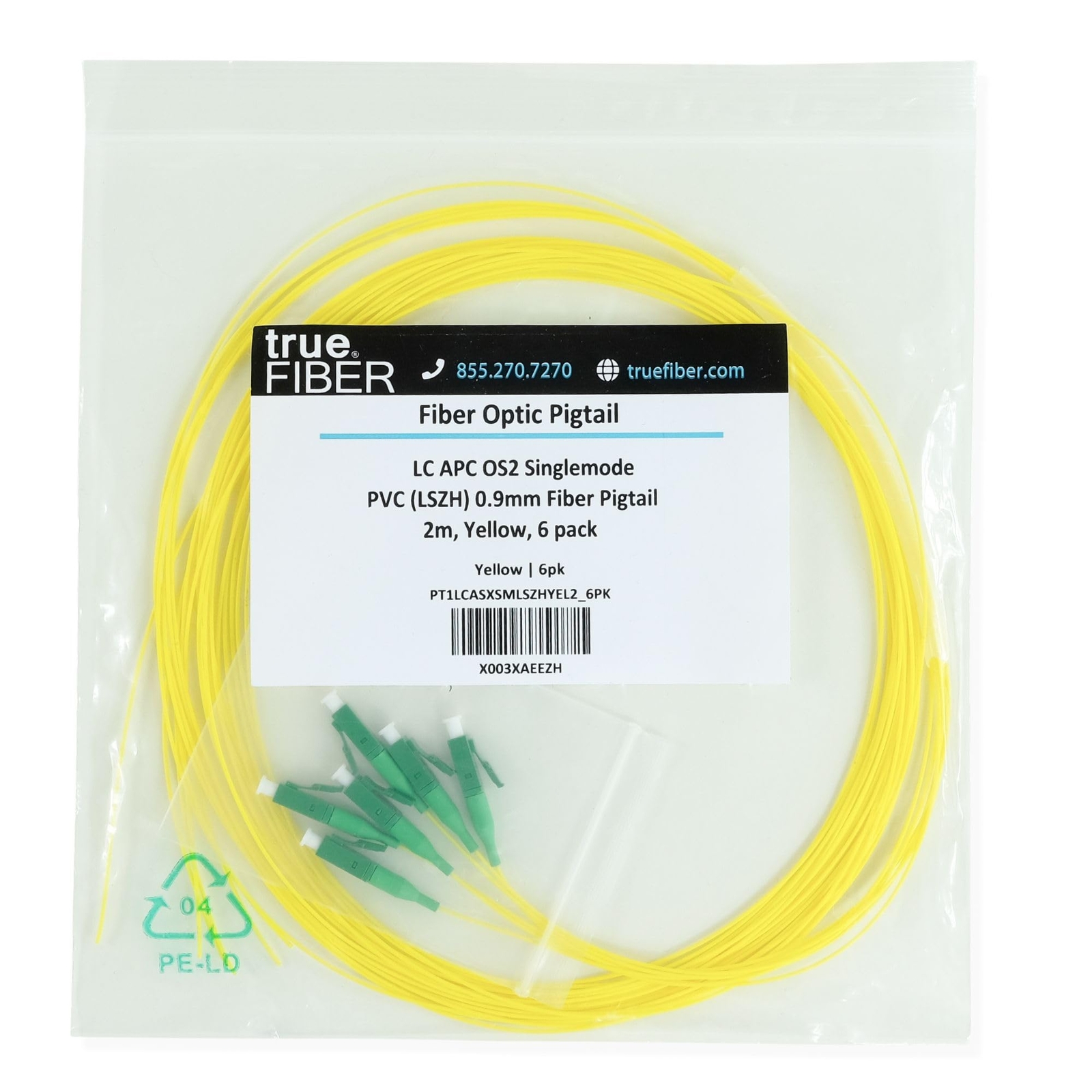 trueCABLE Simplex LC Angled Physical Contact OS2 Singlemode PVC LSZH 0.9mm Fi…