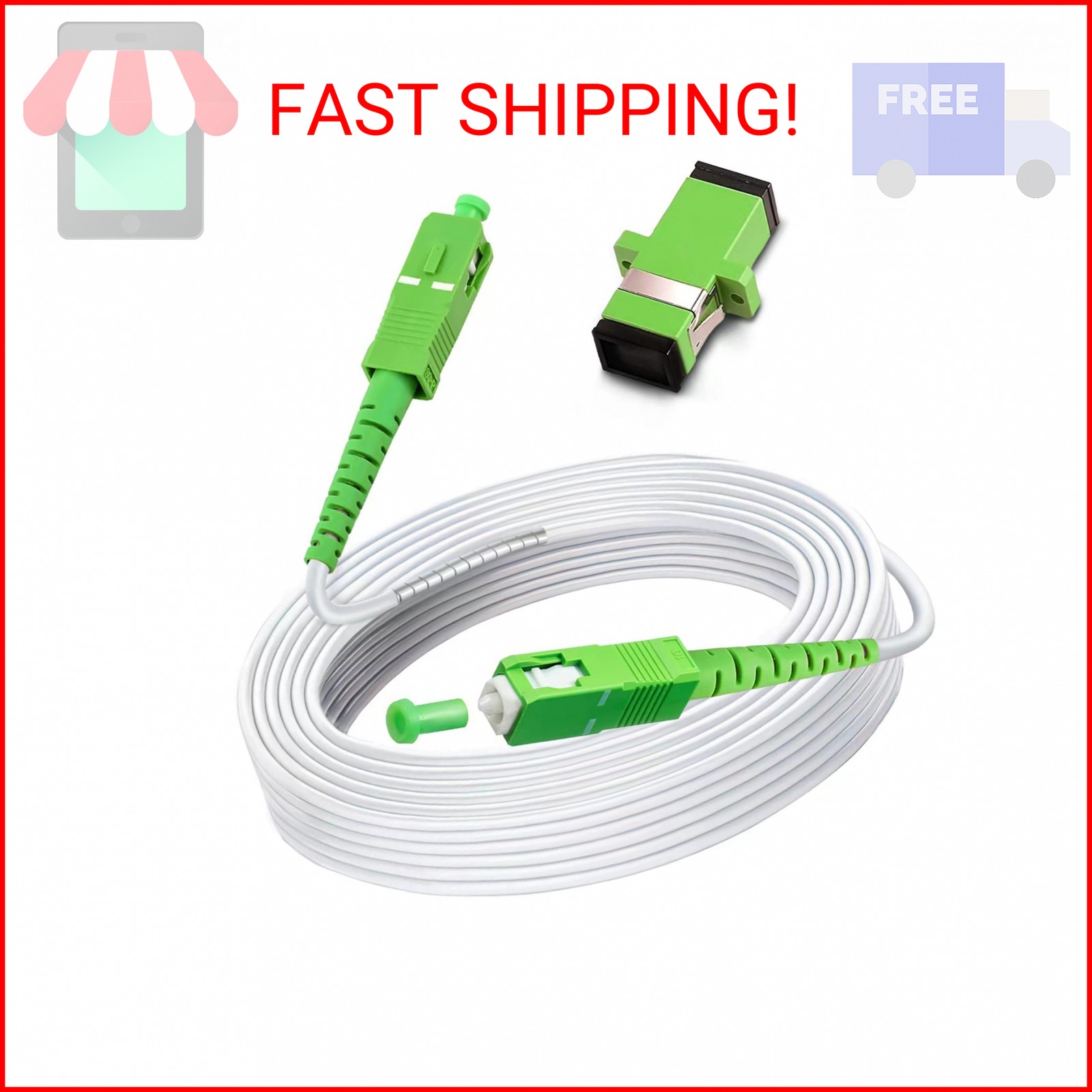 Bangun 50ft (15 Meters) SC/APC to SC/APC Fiber Optic Internet Cable, Armored Sin