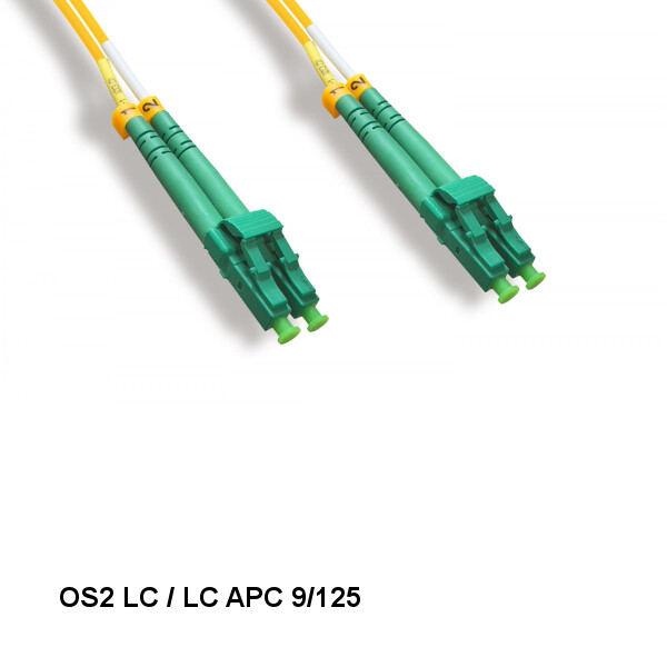 Kentek 2 Meter LC/LC APC OS2 9 /125 Duplex Single-Mode Fiber Optic Cable OFNR