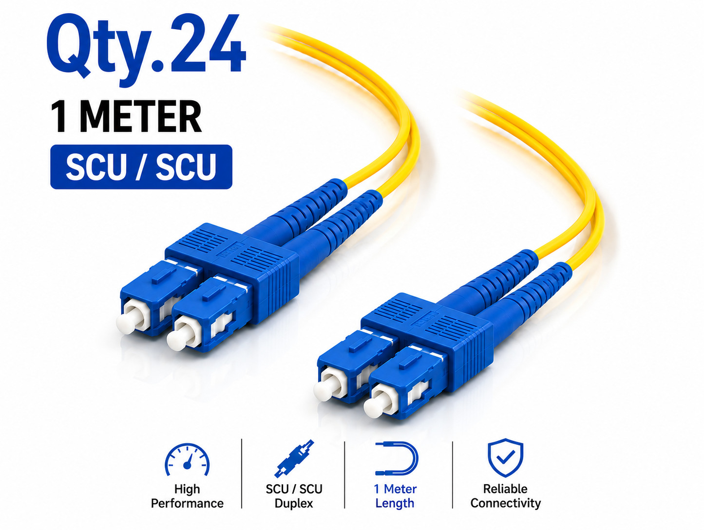 (24) 1 Meter SC/UPC – SC/UPC Duplex Fiber Patch Jumper OS2 SMF Singlemode Cable