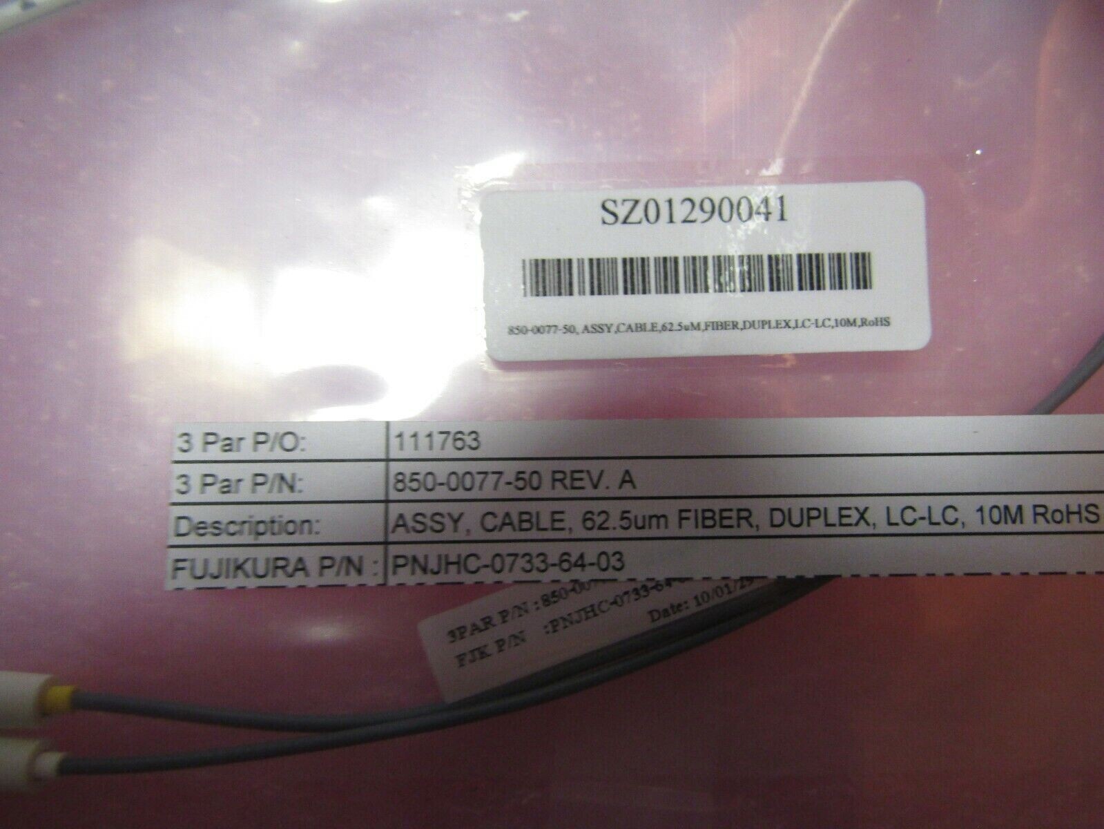 850-0077-50 HP ASSY, CABLE, 62.5UM FIBER, DUPLEX, LC-LC, 10M RoHS
