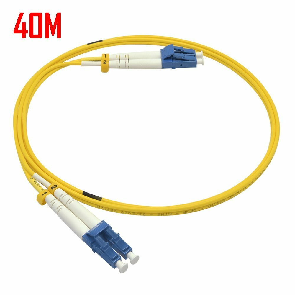 40M 131FT LC UPC to LC UPC Duplex 9/125 Single Mode Fiber Optic Patch Cable