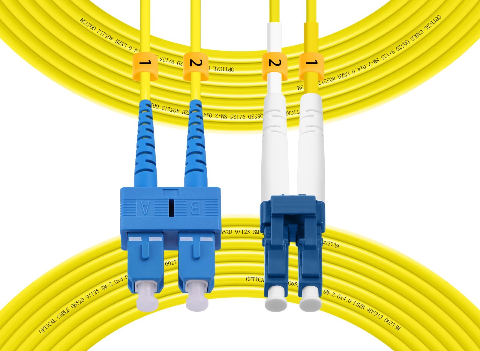 3M 10ft OS2 LC To SC Fiber Patch Cable Single Mode Duplex LSZH 5 Pack