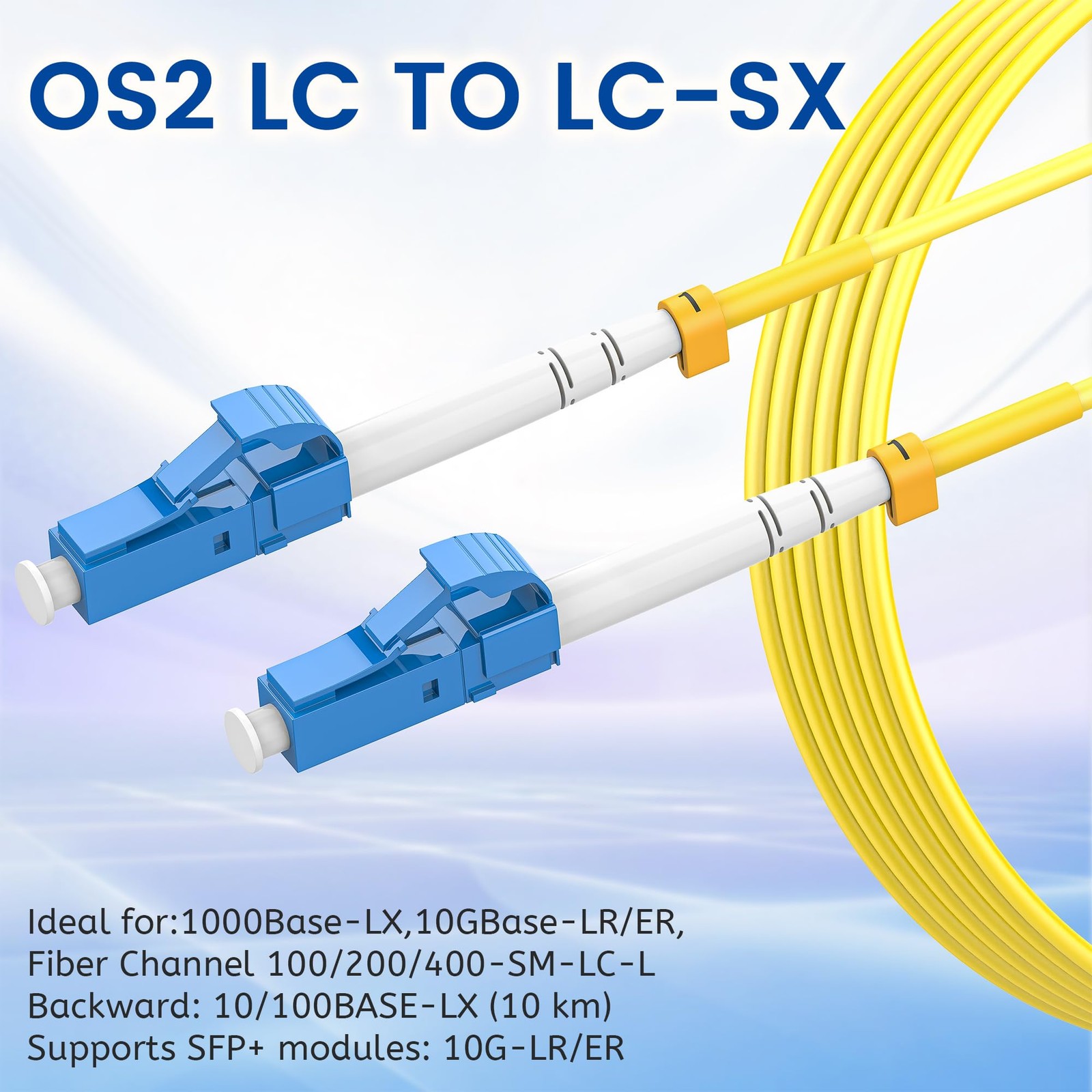 OS2 LC to LC Fiber Patch Cable 0.2m7in, 1G/10Gb 9/125um SIMPLEX SMF Fiber Jum…