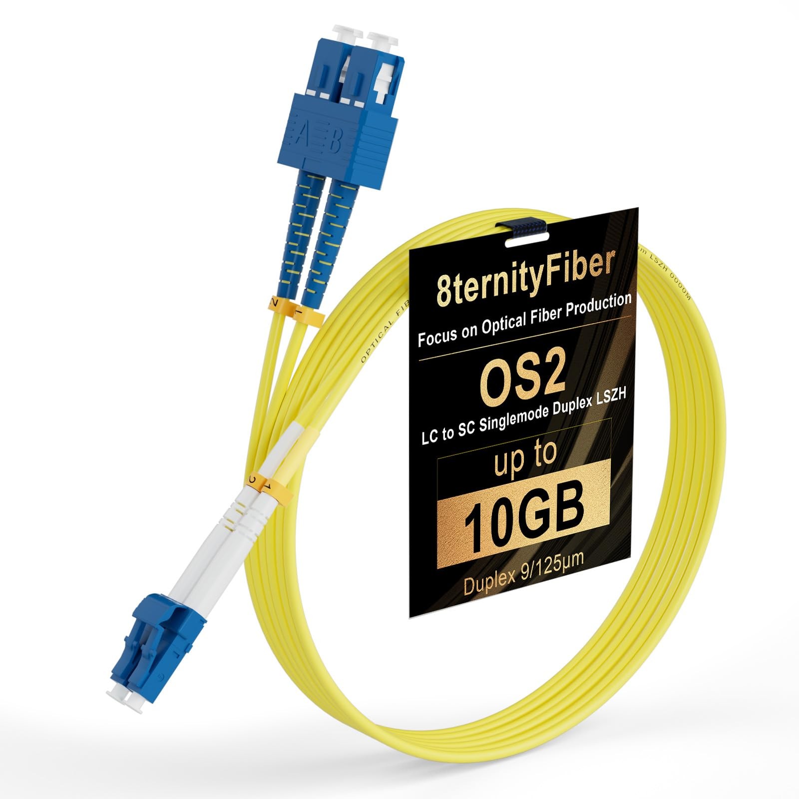 OS2 LC to SC Single Mode Fiber Cable 3M/10FT Duplex 9/125um 1GB/10GB Cord