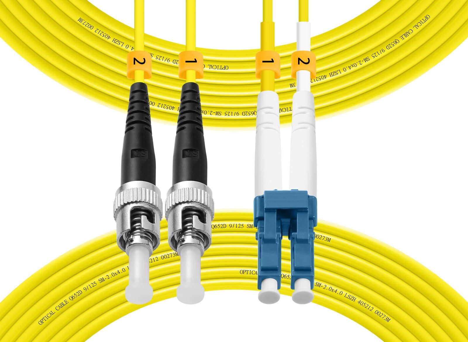 -OS2 LC to ST Fiber Patch Cable,3M(10ft) Single-Mode Fiber, Duplex 9/125µm, O…