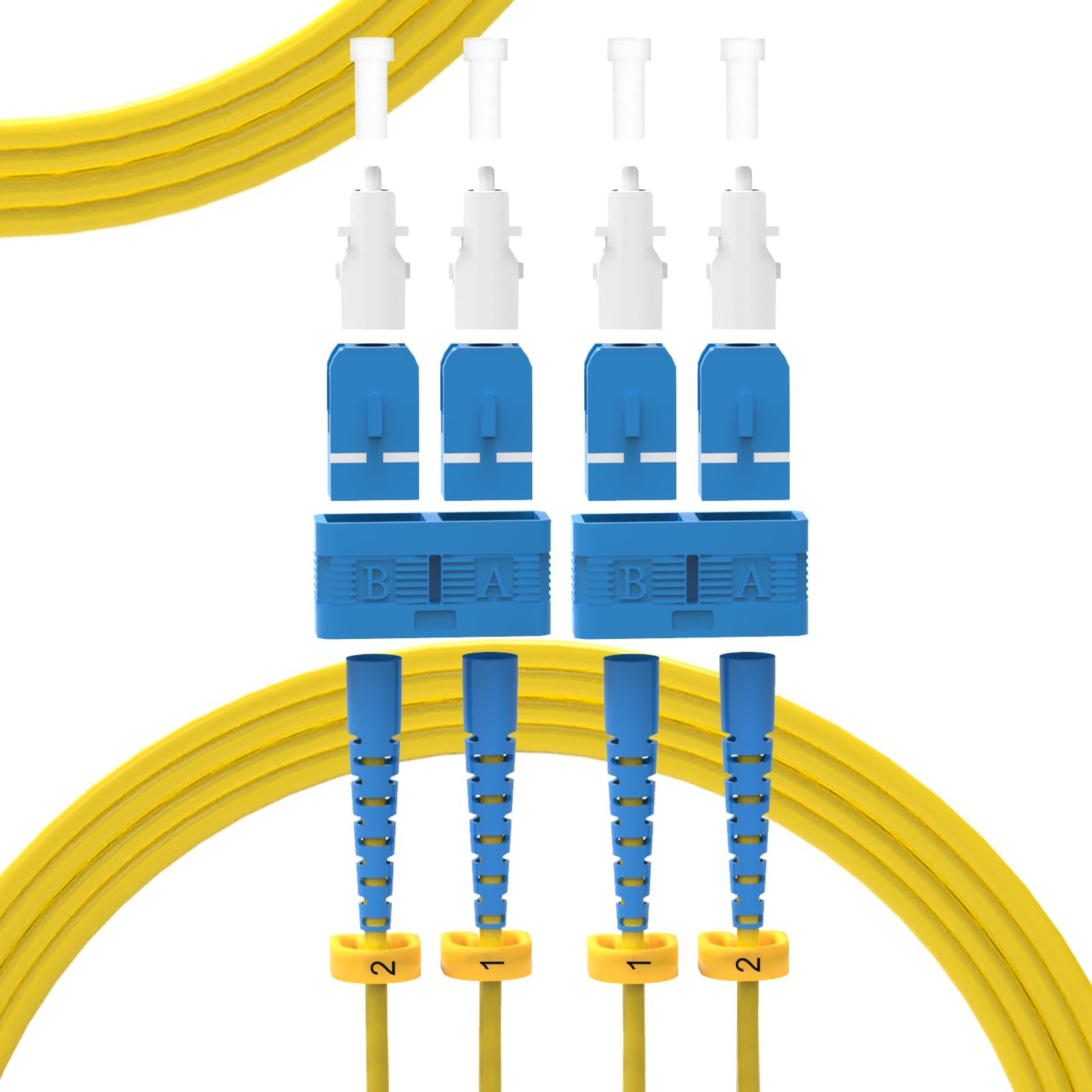 5 PCS 2 Meter Yellow OS2 SC To SC Fiber Patch Cable 1GB/10GB Single Mode Duplex