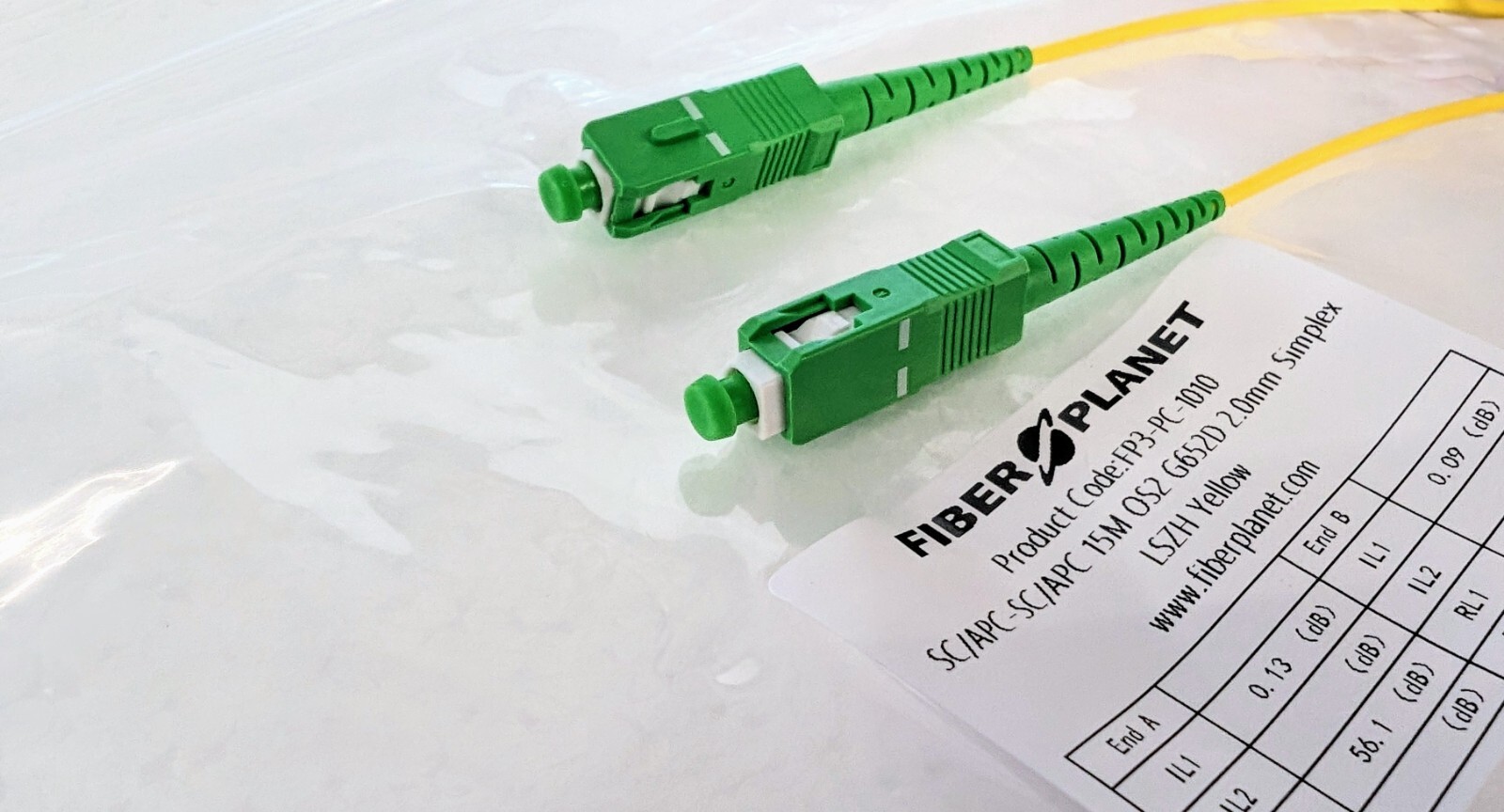 1-15m SC APC to SC APC Simplex OS2 Single-Mode Fiber Optic Patch Cable – Jumper