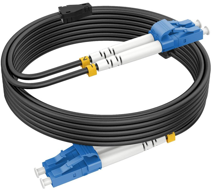 300Ft Armored LC to LC Single Mode Fiber Optic Cable 10GB Black