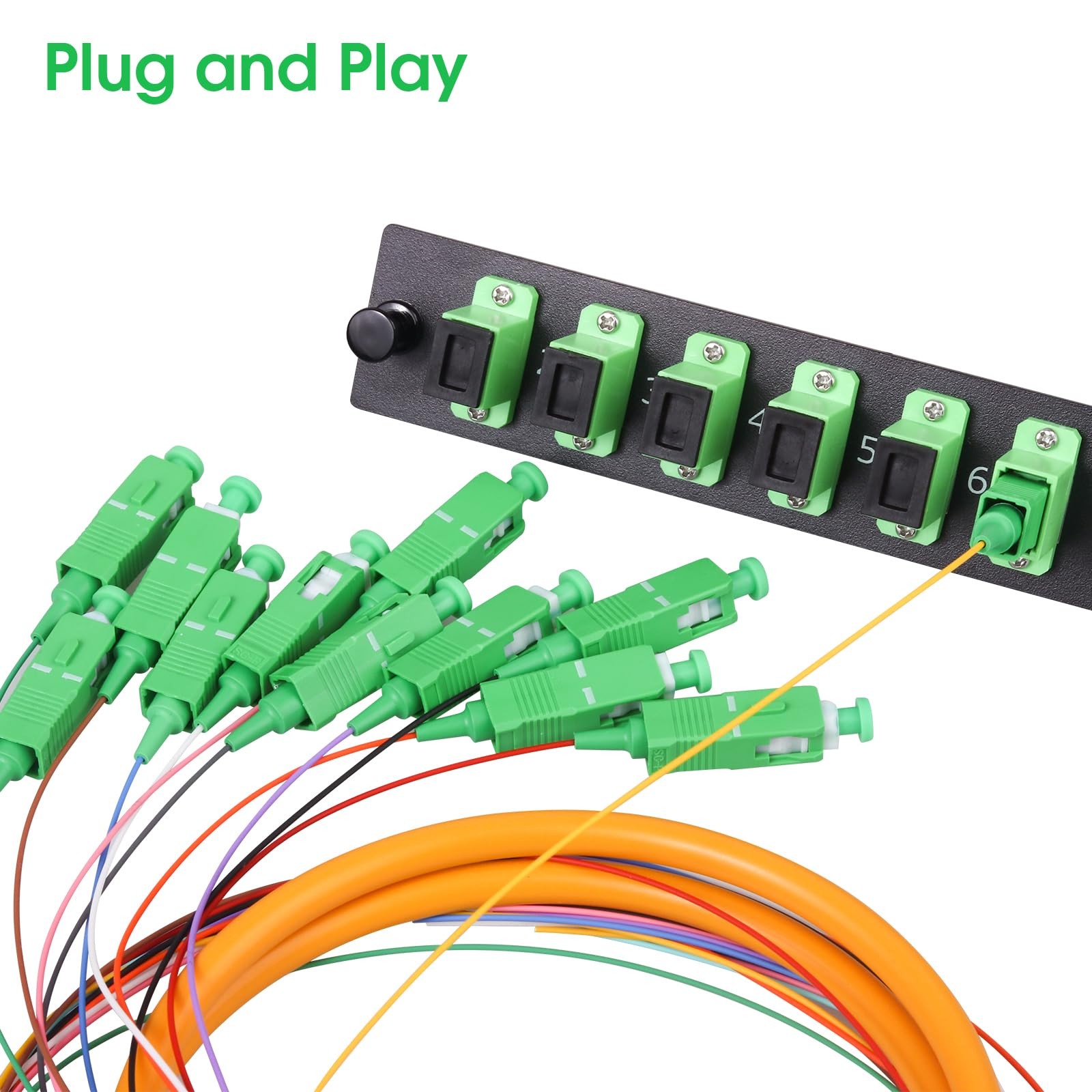 4 PCS 1.2m SC/APC Fiber Optic Pigtail 12 Strand SingleMode 9/125 SMF Cord