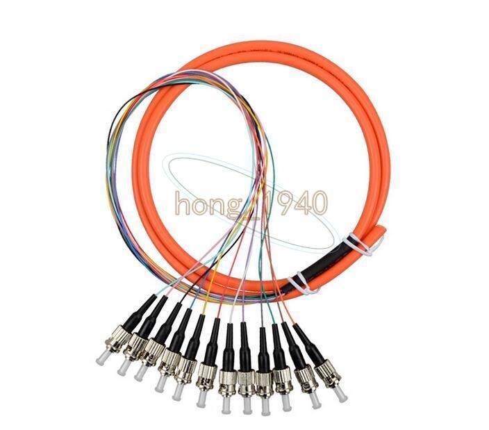12 Fibers 1.5 Meter ST UPC OM1 62.5/125 Multi Mode Bundles Optical Fiber Pigtail