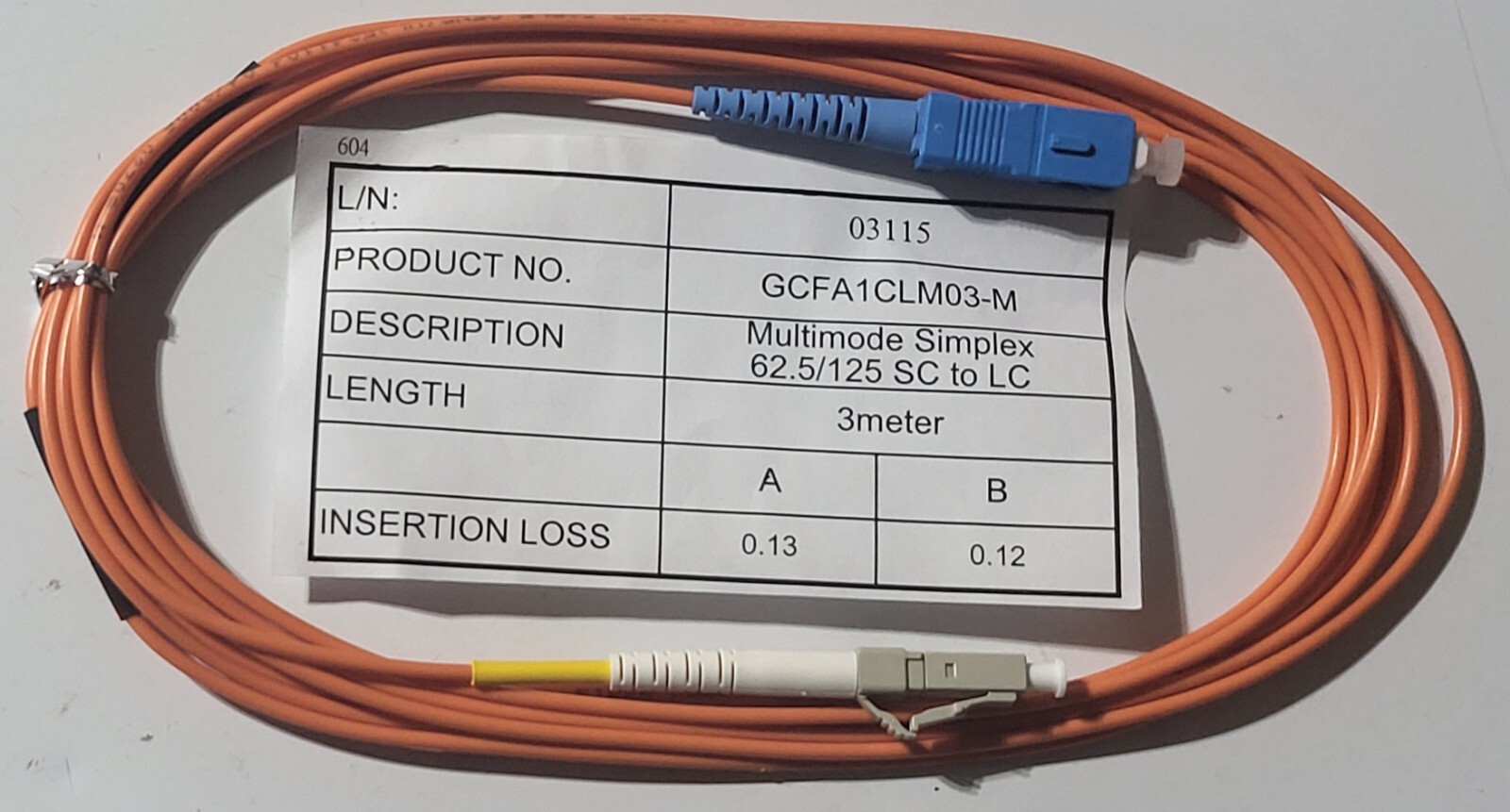 3M SC To LC MultiMode Simplex Fiber Optic Optical Patch Cable 950427