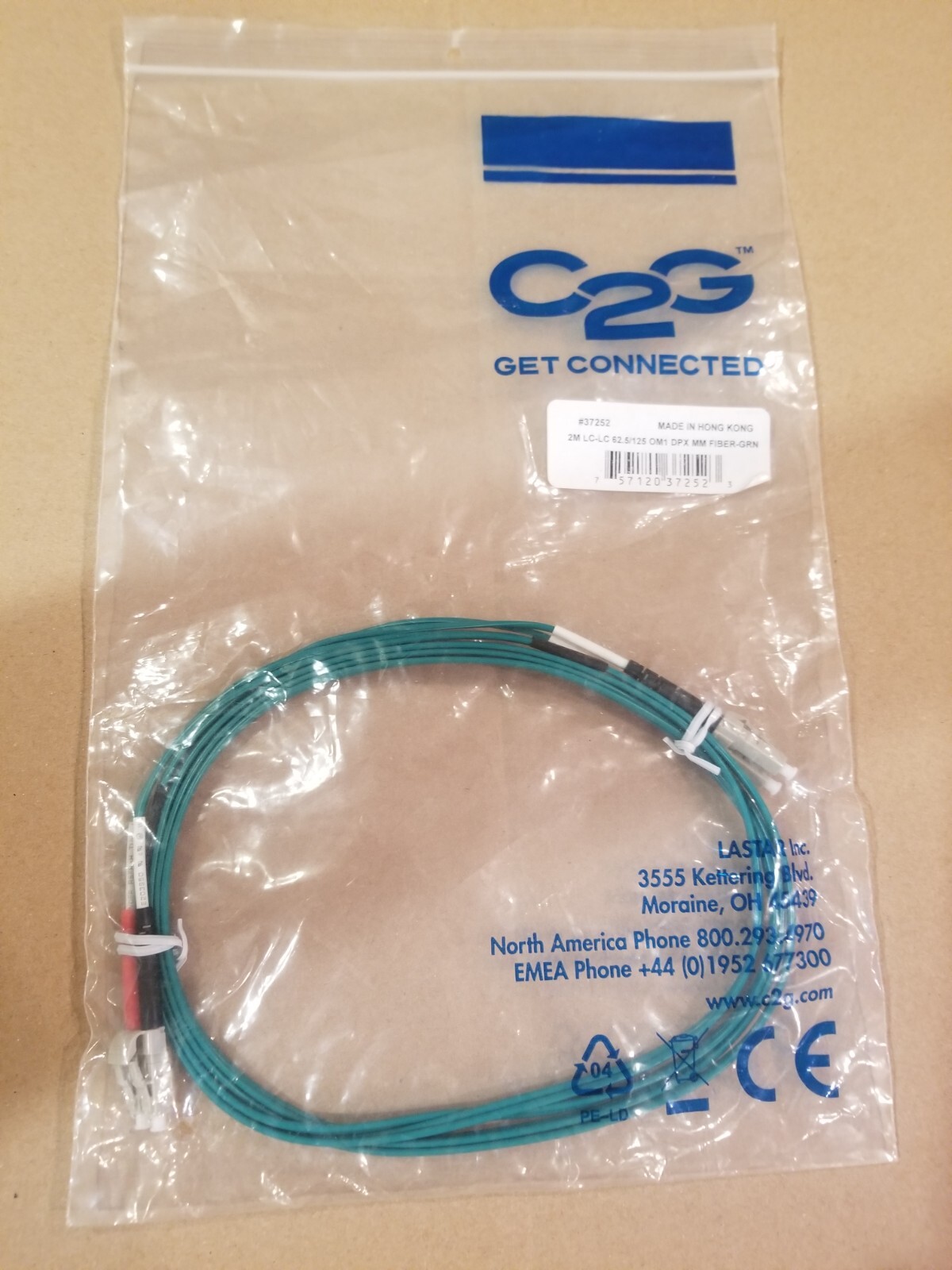 NEW in BAG -2M LC-LC 62.5/125 OM1 DPX MM Fiber – Green #37252
