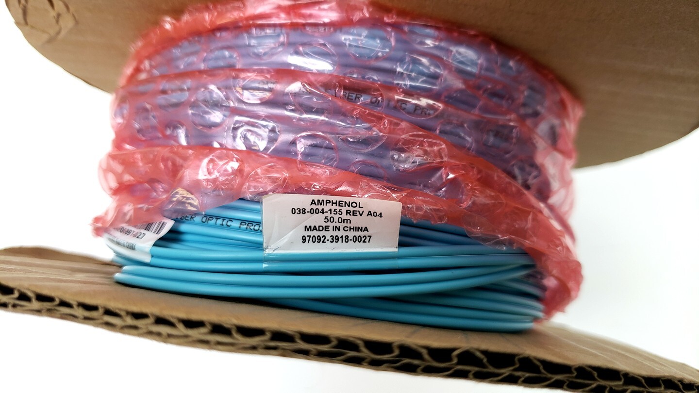Amphenol 038-004-155 Fiber Optic Cable Jumper LC(D) 2mm OM4 50m CBL-LC-OM4-50M