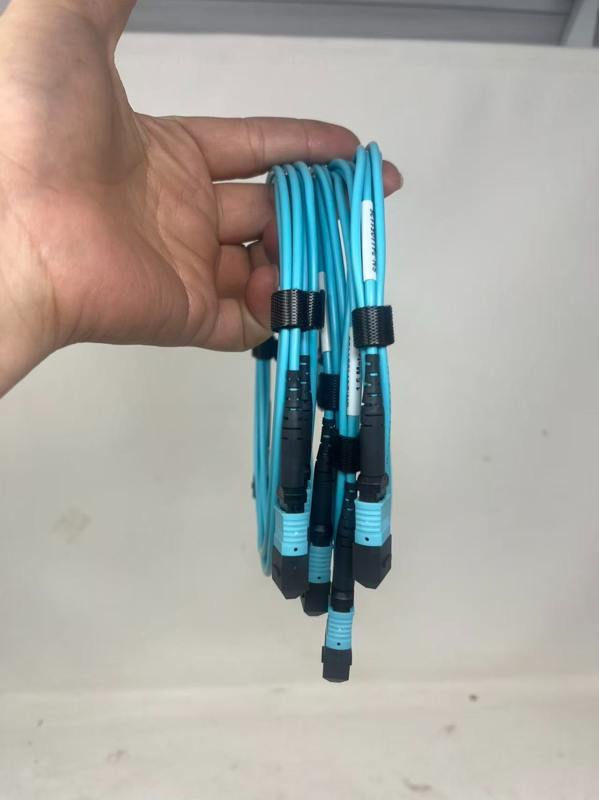 10PCS ， 12F MPO OM3 MPO Fiber Optic Cables Type B 1.5M Aqua female to female